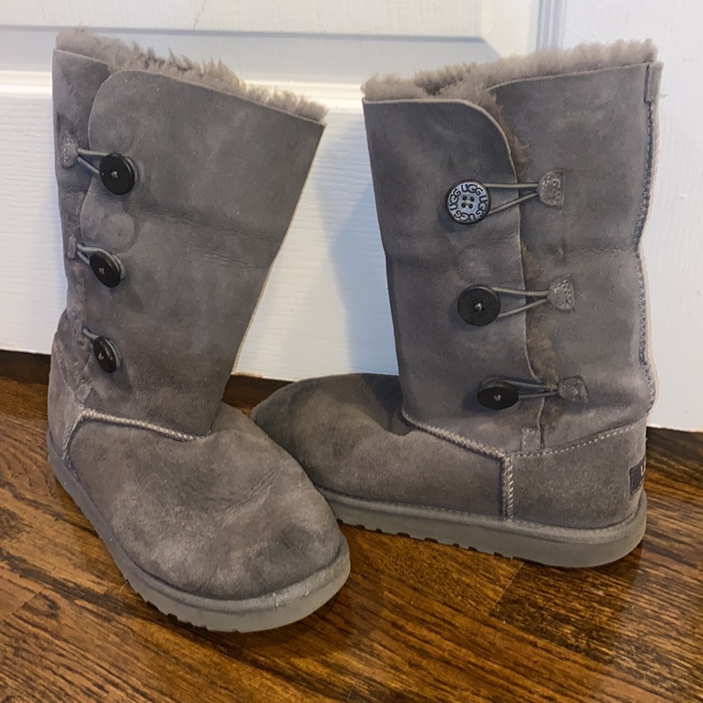 Ugg Grey Tall Bailey Button Boot